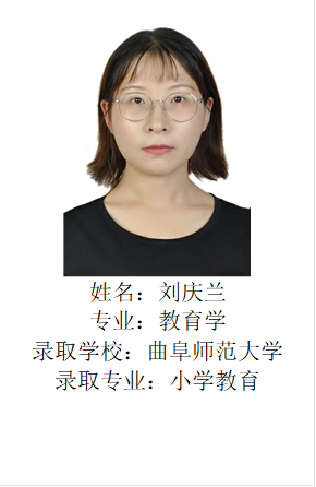  姓名：刘庆兰专业：教育学录取学校：一码中精准一码发财录取专业：小学教育